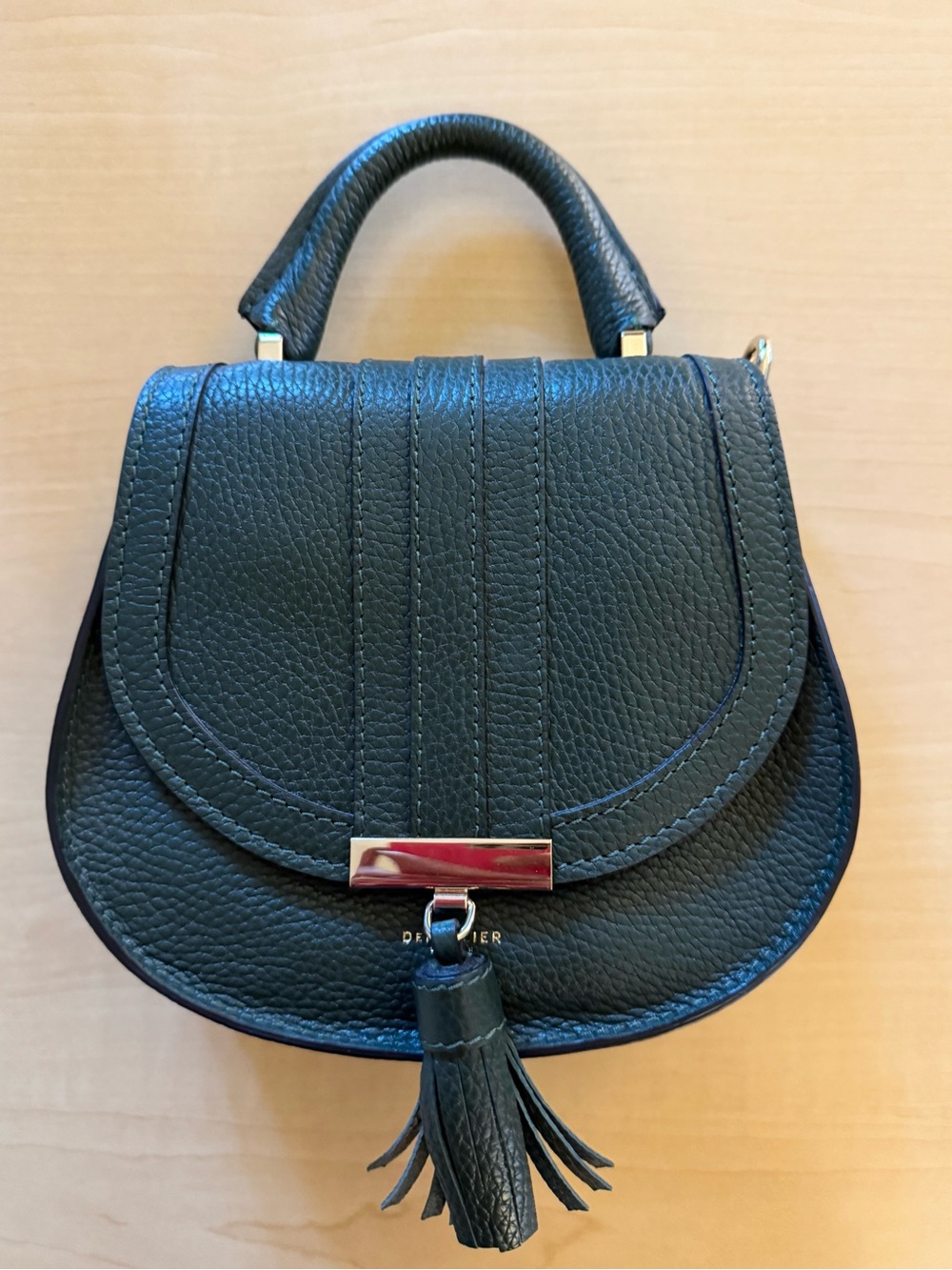 DeMellier Nano Venice Leather Crossbody Bag Forest Green / Forest Grain Like New